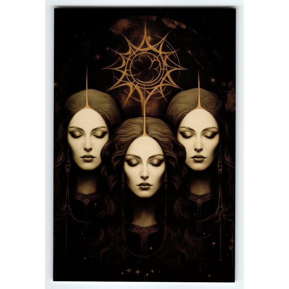 Surreal Gothic Art Print Trio of Women with Celestial Symbol 4x6 Glossy